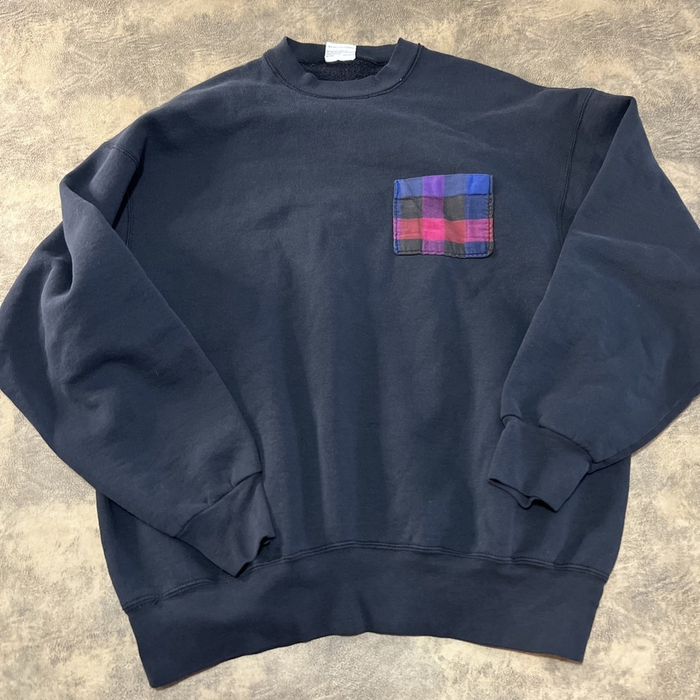 VTG PRO SPIRIT Select Sweatshirt 2XL Black‎ Fader Fleece Patchwork Pocket USA